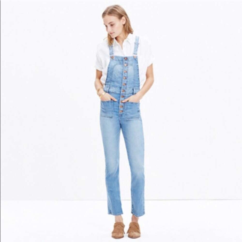 Madewell Bayfront Crop Button Front Overalls - M